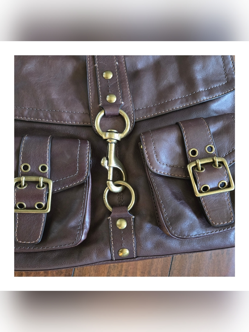 VTG Coach Legacy Brooklyn Brown Pocket Leather Messenger Shoulder Tote Large Bag - Picture 4 of 16